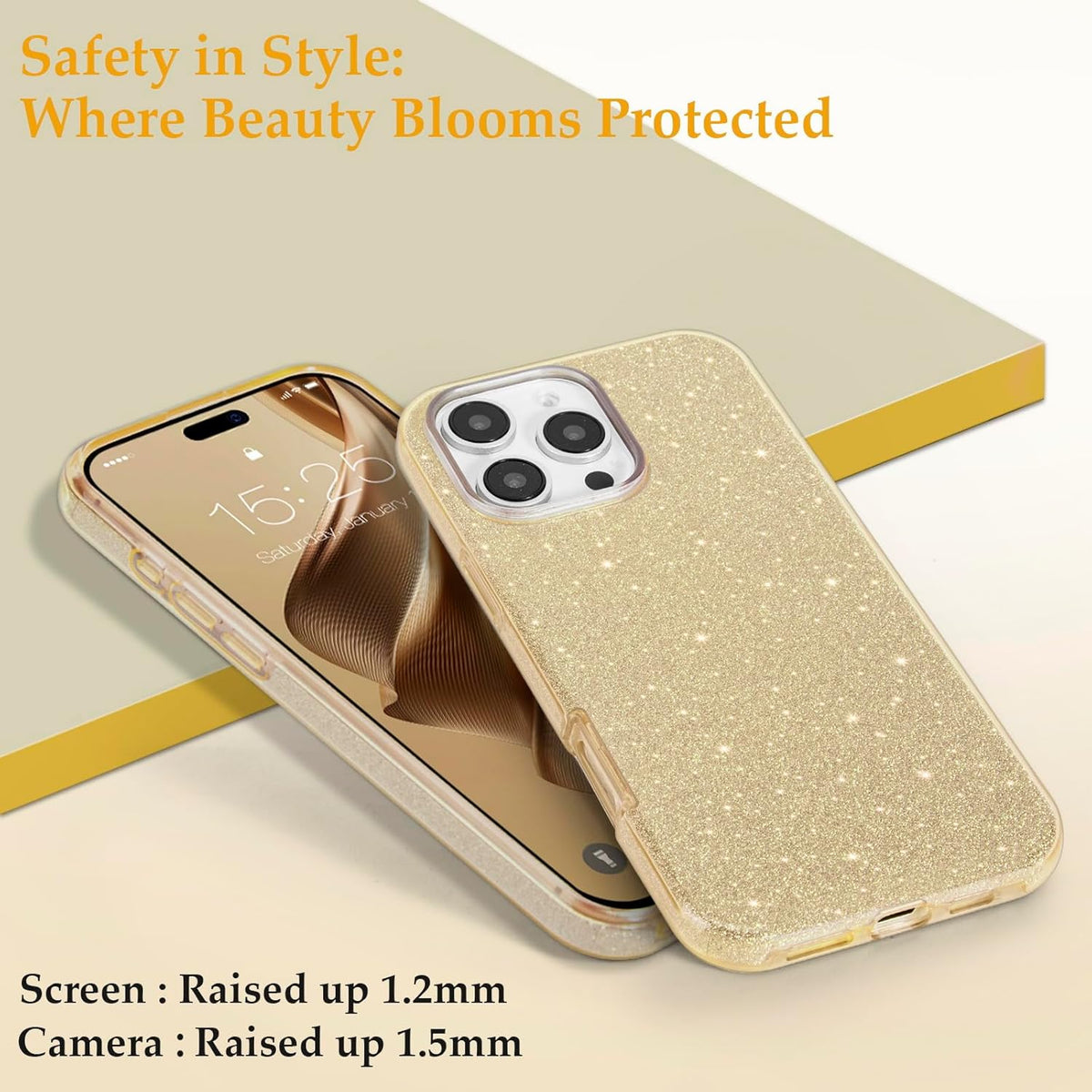 Apple iPhone 16 Pro Case - Gold - Glitter Back Cover