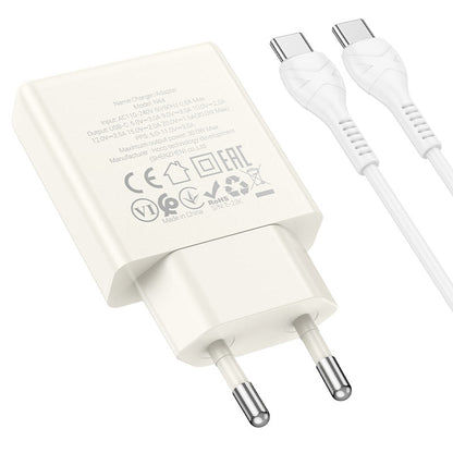 Hoco 30W USB-C Schnellladegerät mit USB-C-Kabel 1m - Weiß