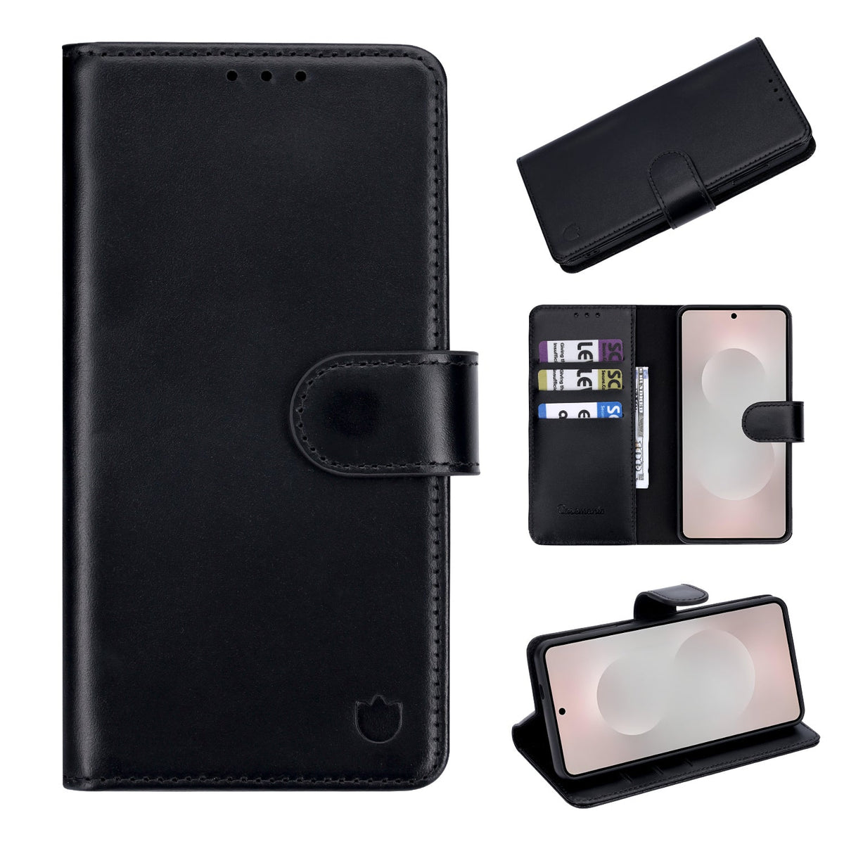 Samsung Galaxy S26 Hoesje - Onyx Black - Echt Leren 2 in 1 MagSafe Bookcase