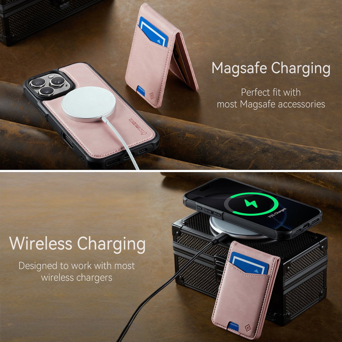 Apple iPhone 16 Pro Max Hoesje - Pale Pink - MagSafe Back Cover met Pasjeshouder