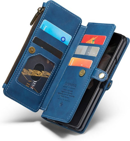 Samsung Galaxy Z Fold 3 5G Hoesje - Navy Blue - Luxe Bookcase met Rits en Telefoonkoord