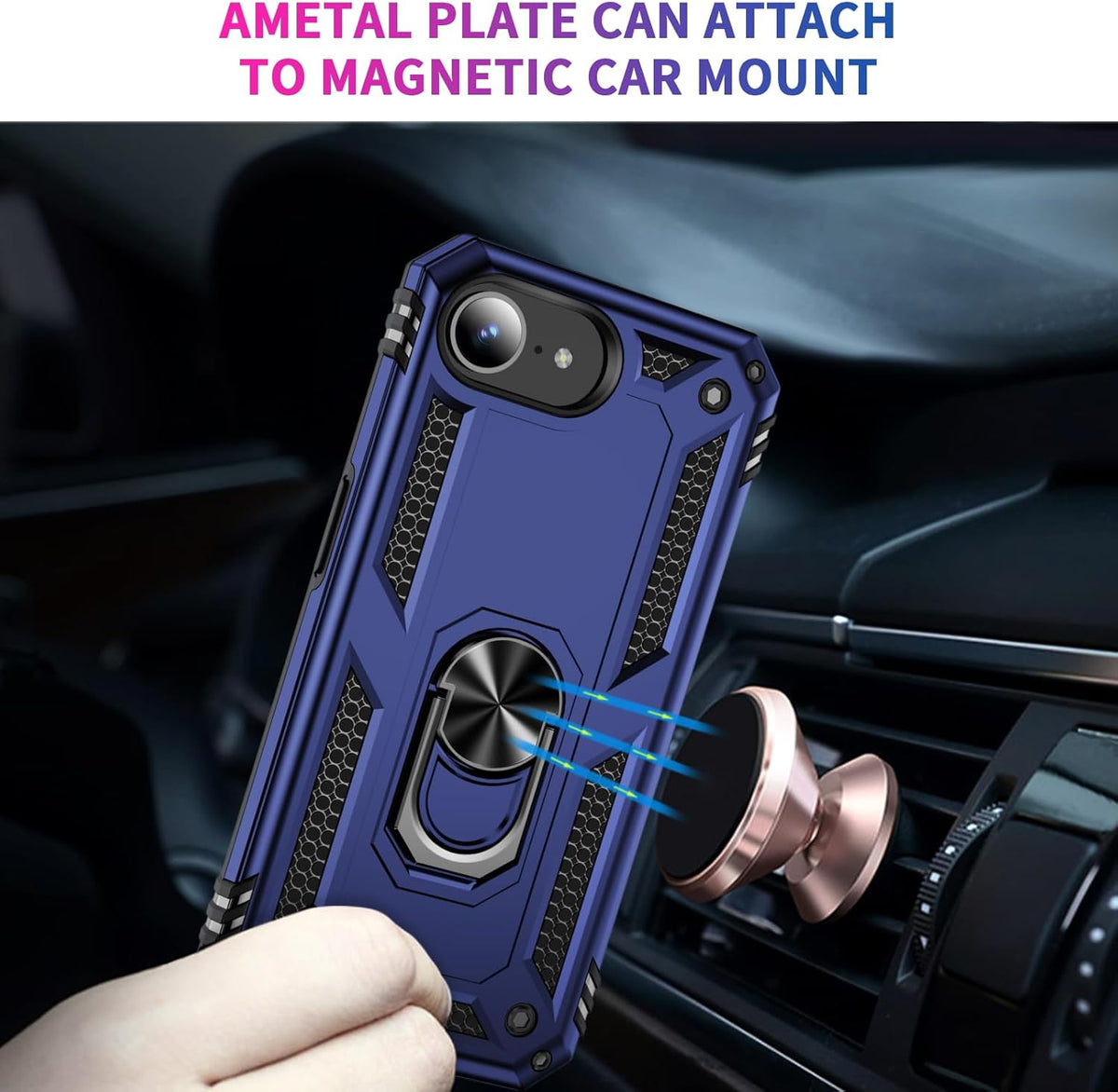 Apple iPhone 17e Hoesje - Blauw - Armor Kickstand Back Cover