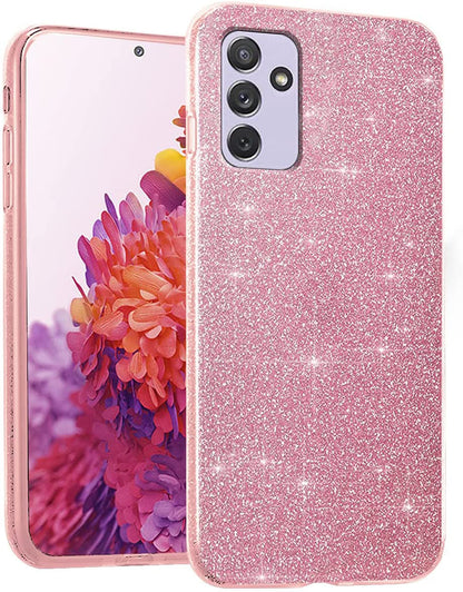 Samsung Galaxy A15 Hoesje - Roze - Glitter Back Cover