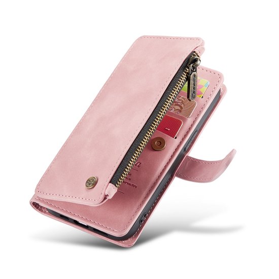 iPhone 14 Hoesje - Pale Pink - Luxe Bookcase met Rits