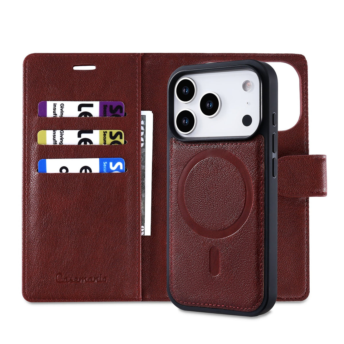 Apple iPhone 18 Pro Max Hoesje - Burgundy Red - 2 in 1 Lederlook MagSafe Bookcase