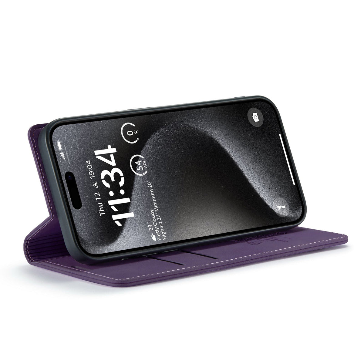 Apple iPhone 15 Pro Hülle - Dunkelviolett - Dünne Bookcase