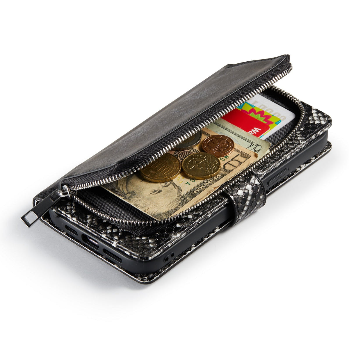 Apple iPhone 13 Pro Hoesje - Zwart - Extra Stevige Luxe Bookcase met Rits en Pasjeshouder