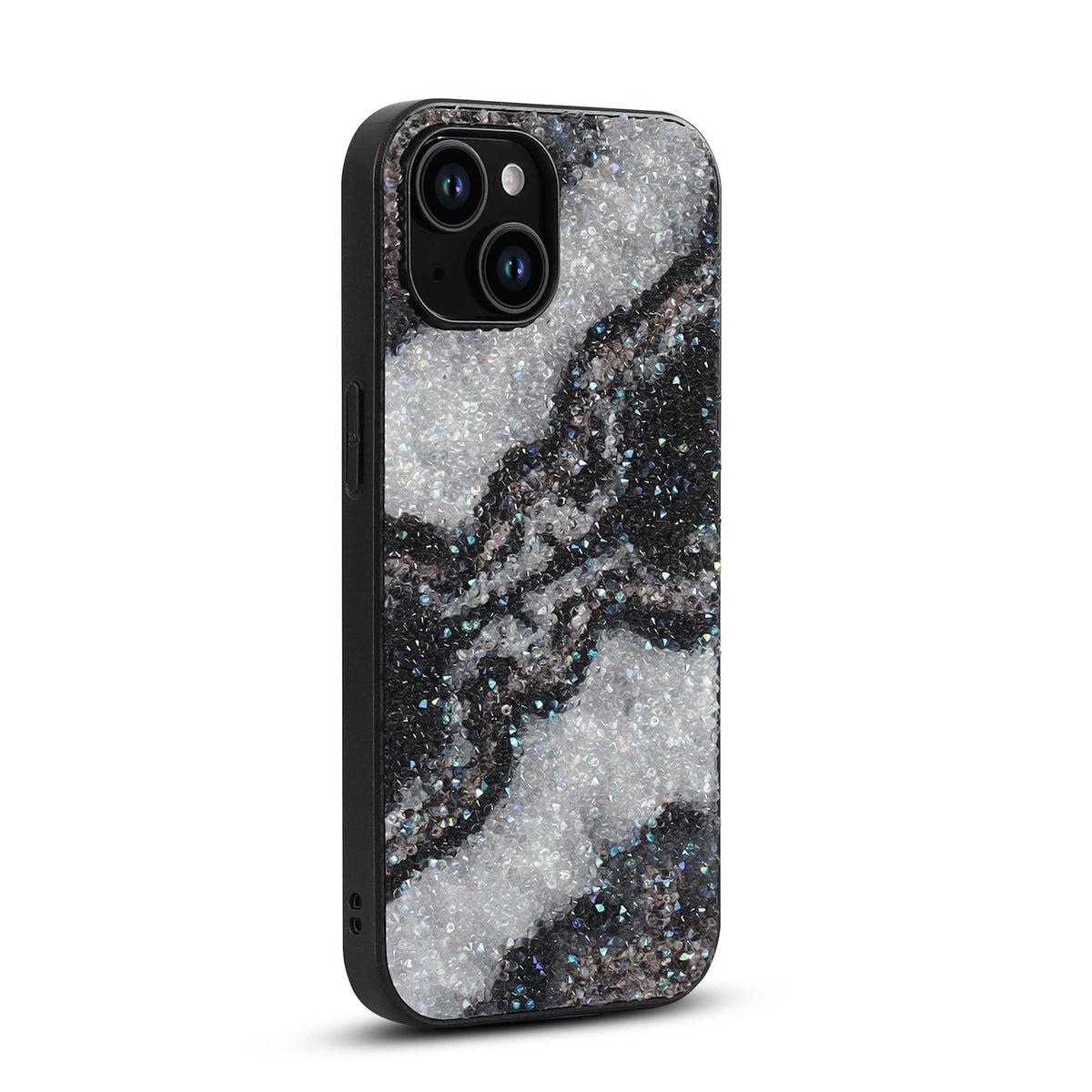 Apple iPhone 14 Case - Black - Diamond Marble Glitter Back Cover