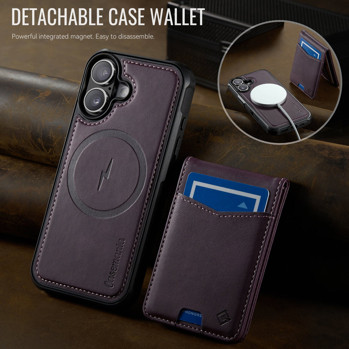 Apple iPhone 17 Case - Dark Purple - MagSafe Back Cover with Card Holder