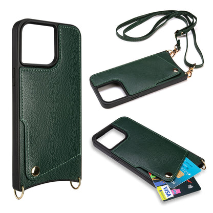 Apple iPhone 15 Pro Max Hoesje - Groen - Back Cover met Pols Bandje en Telefoonkoord