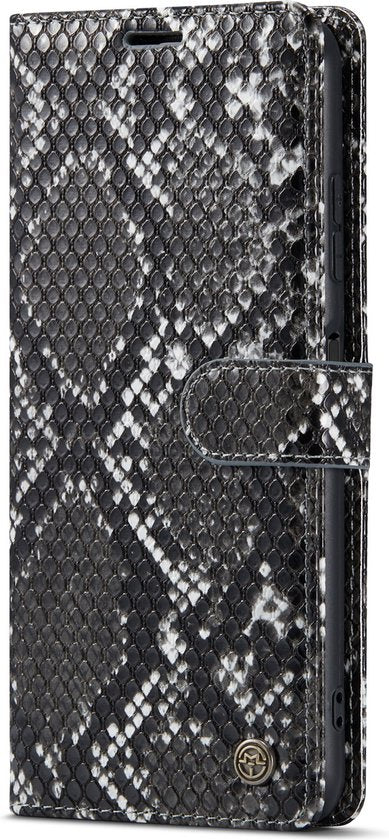 Samsung Galaxy A22 5G Hoesje - Zwart - Luxe Slangen Bookcase