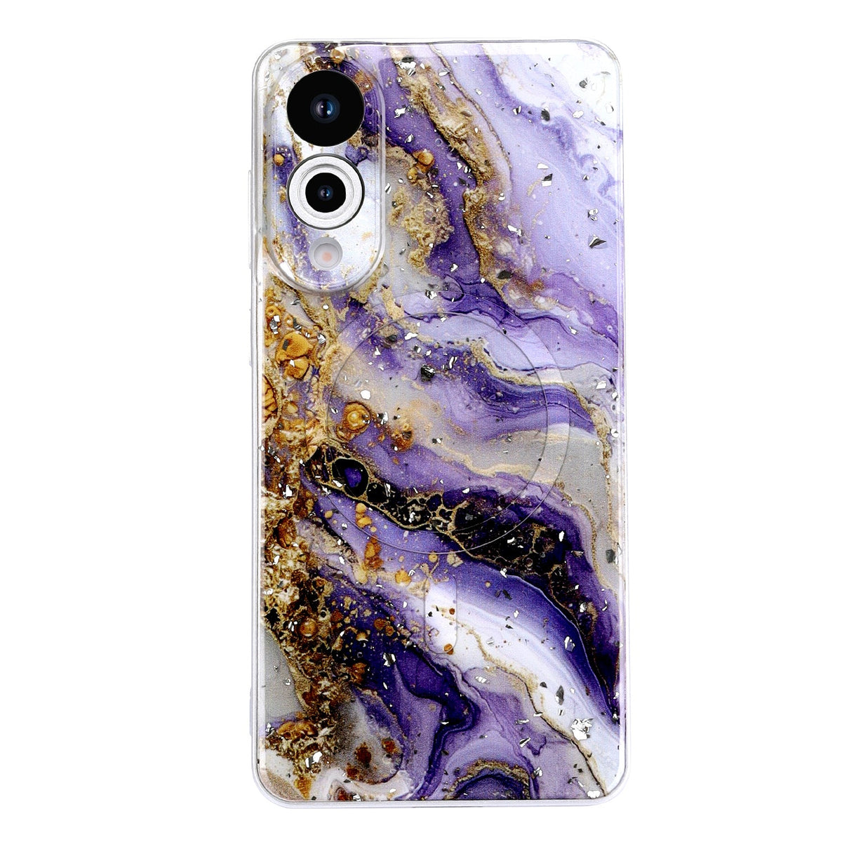 Samsung Galaxy S25 Edge Hoesje - Paars - Marmer Glitter MagSafe Back Cover