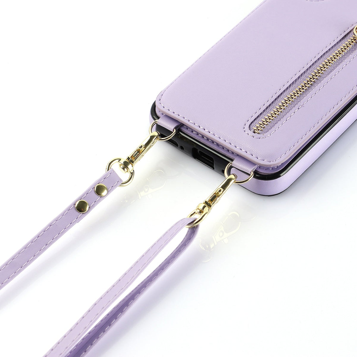 Apple iPhone 16 Plus Hoesje - Paars - Luxe Back Cover met Telefoonkoord en Rits