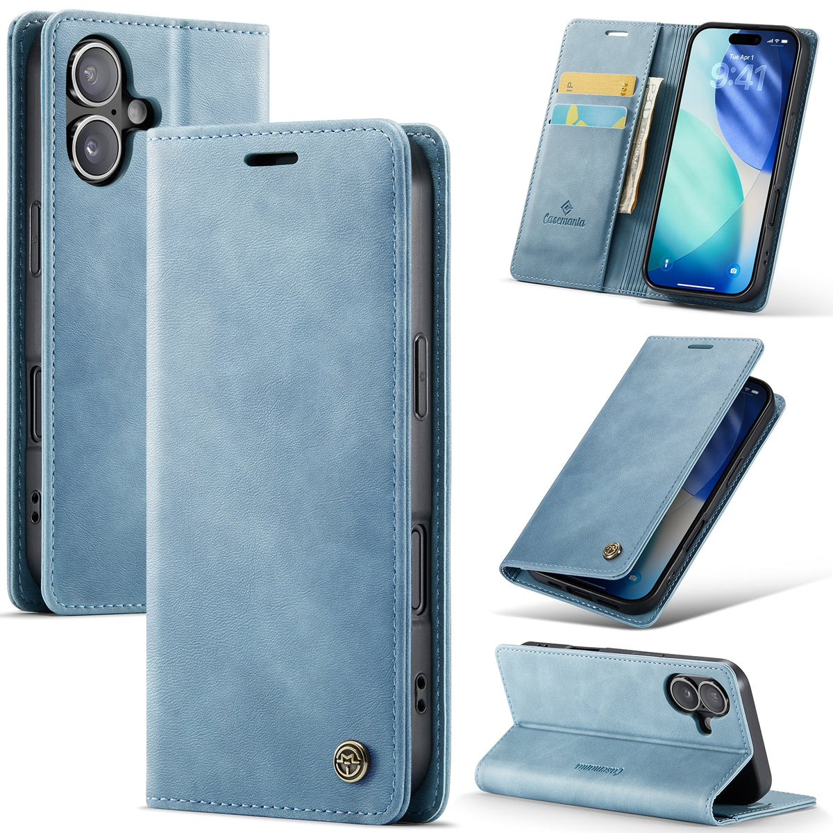 iPhone 17 Hoesje - Aqua Blue - Dunne Bookcase