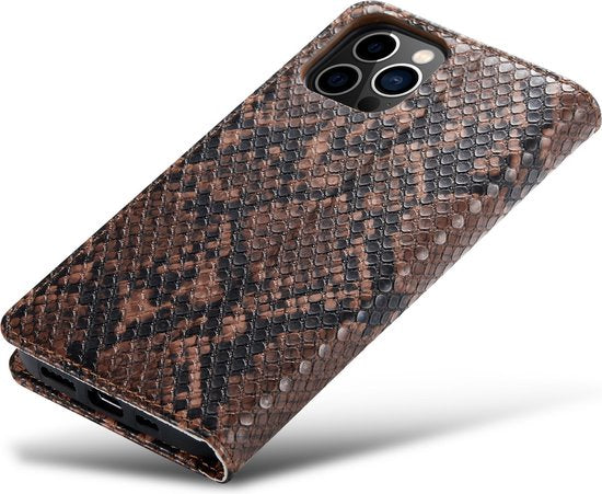 Apple iPhone 13 Pro Hoesje - Bruin - Slangen Bookcase