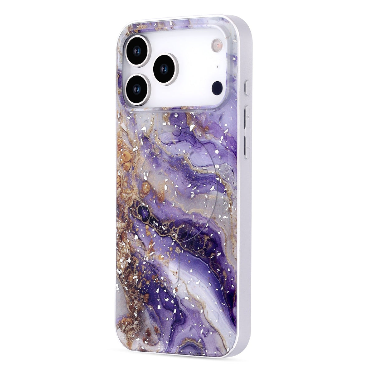 Apple iPhone 17 Pro Max Hoesje - Paars - Marmer Glitter MagSafe Back Cover