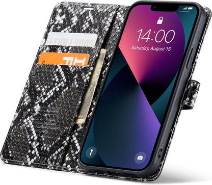 Apple iPhone 13 Pro Max Hoesje - Zwart - Slangen Bookcase