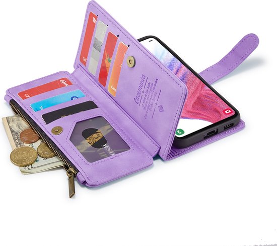 Samsung Galaxy A53 5G Hoesje - Bright Lila - Luxe Bookcase met Rits