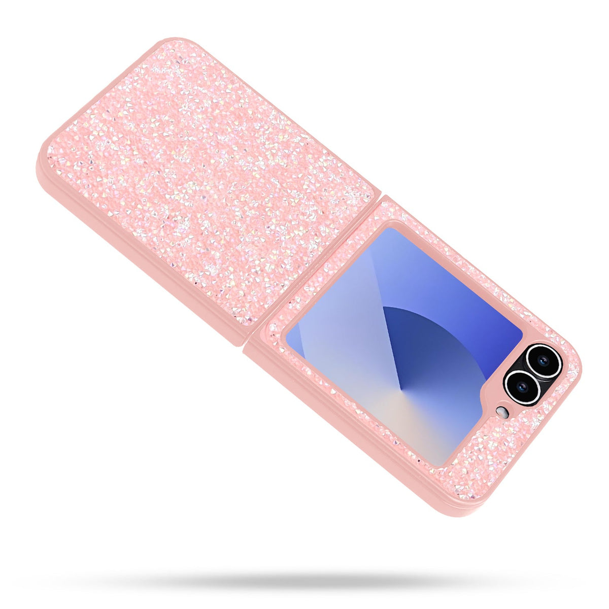 Samsung Galaxy Z Flip 6 Hoesje - Roze - Diamant Glitter Back Cover