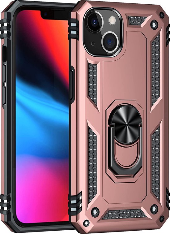 Apple iPhone 14 Hoesje - Roségoud - Armor Kickstand Back Cover