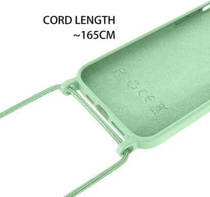 Apple iPhone 14 Pro Hoesje - Licht Groen - Siliconen Back Cover met Telefoonkoord