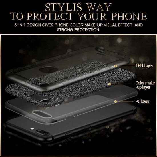 Apple iPhone 7 Plus Case - Black - Glitter Back Cover