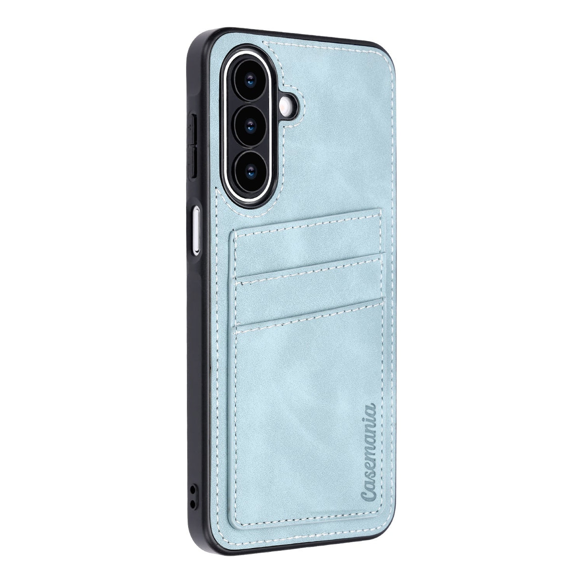 Samsung Galaxy A27 Case - Aqua Blue - Faux Leather Back Cover with Card Holder