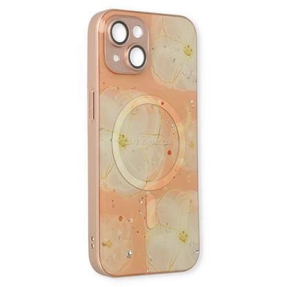 Apple iPhone 13 Hülle - Rosa - Silikon-Marmor-MagSafe-Backcover
