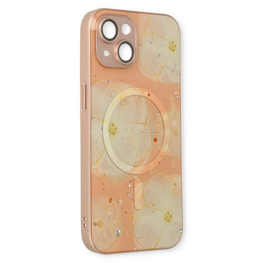 Apple iPhone 13 Hülle - Rosa - Silikon-Marmor-MagSafe-Backcover
