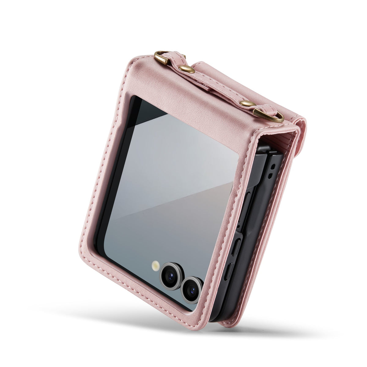 Samsung Galaxy Z Flip 7 Case - Pale Pink - Wallet Case with Phone Strap