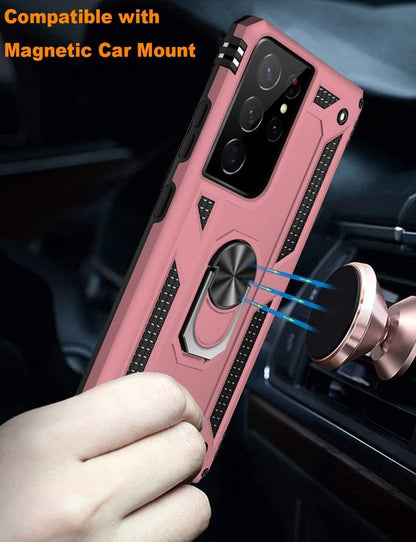 Samsung Galaxy S22 Ultra Hoesje - Roségoud - Armor Kickstand Back Cover