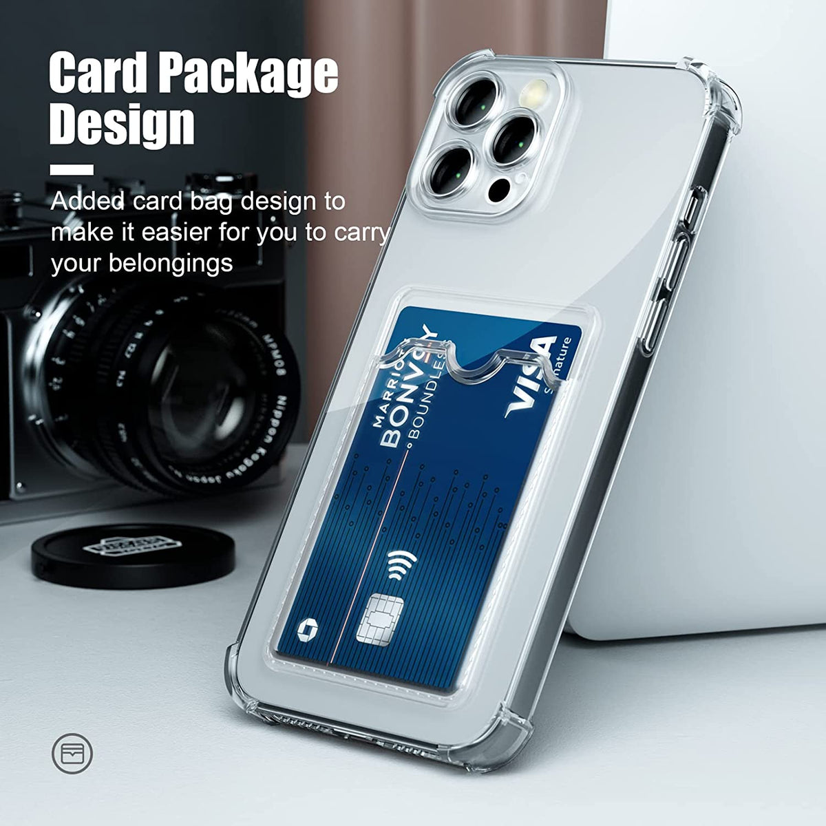Apple iPhone 12 Pro Max Case - Clear - Back Cover with Card Holder