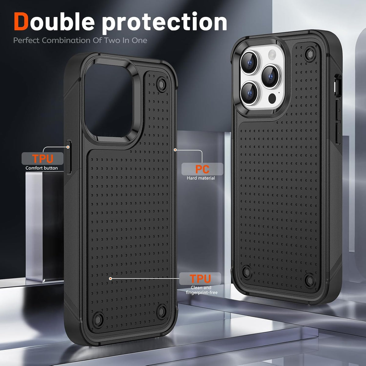 Apple iPhone 16 Pro Max Case - Black - Armor Back Cover