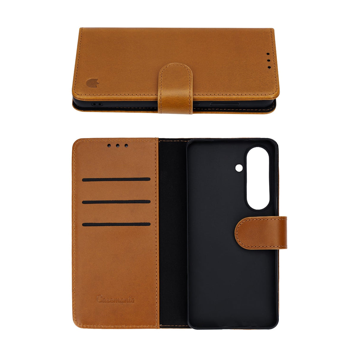 Samsung Galaxy S26 Hoesje - Sienna Brown - Echt Leren Bookcase