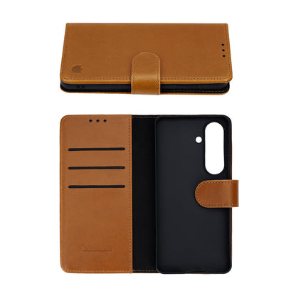 Samsung Galaxy S26 Hoesje - Sienna Brown - Echt Leren Bookcase