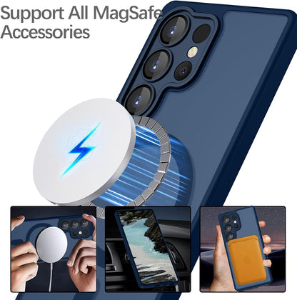 Samsung Galaxy S26 Ultra Hoesje - Donker Blauw - Matte Armor MagSafe Back Cover met Valbescherming