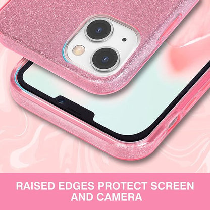 iPhone 13 Mini Hoesje - Roze - Glitter Back Cover