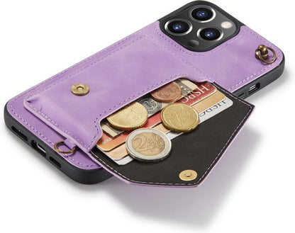 Apple iPhone 13 Pro Hoesje - Paars - Luxe Back Cover met Telefoonkoord