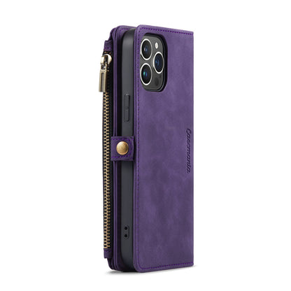 Apple iPhone 15 Hoesje - Dark Purple - Luxe MagSafe Bookcase met Rits en Telefoonkoord