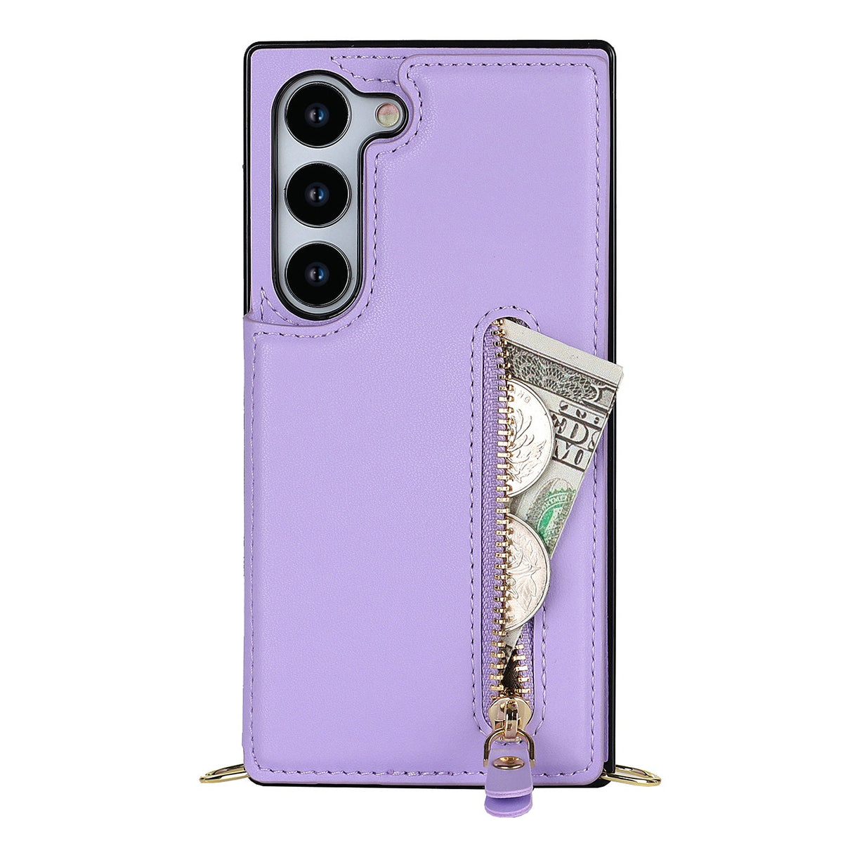 Samsung Galaxy S23 Plus Hoesje - Paars - Luxe Back Cover met Telefoonkoord en Rits