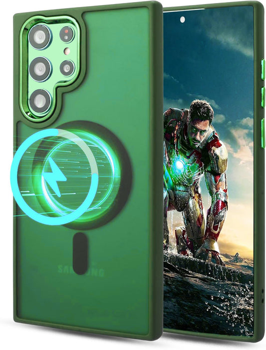 Samsung Galaxy S22 Ultra Hoesje - Groen - Matte Armor MagSafe Back Cover
