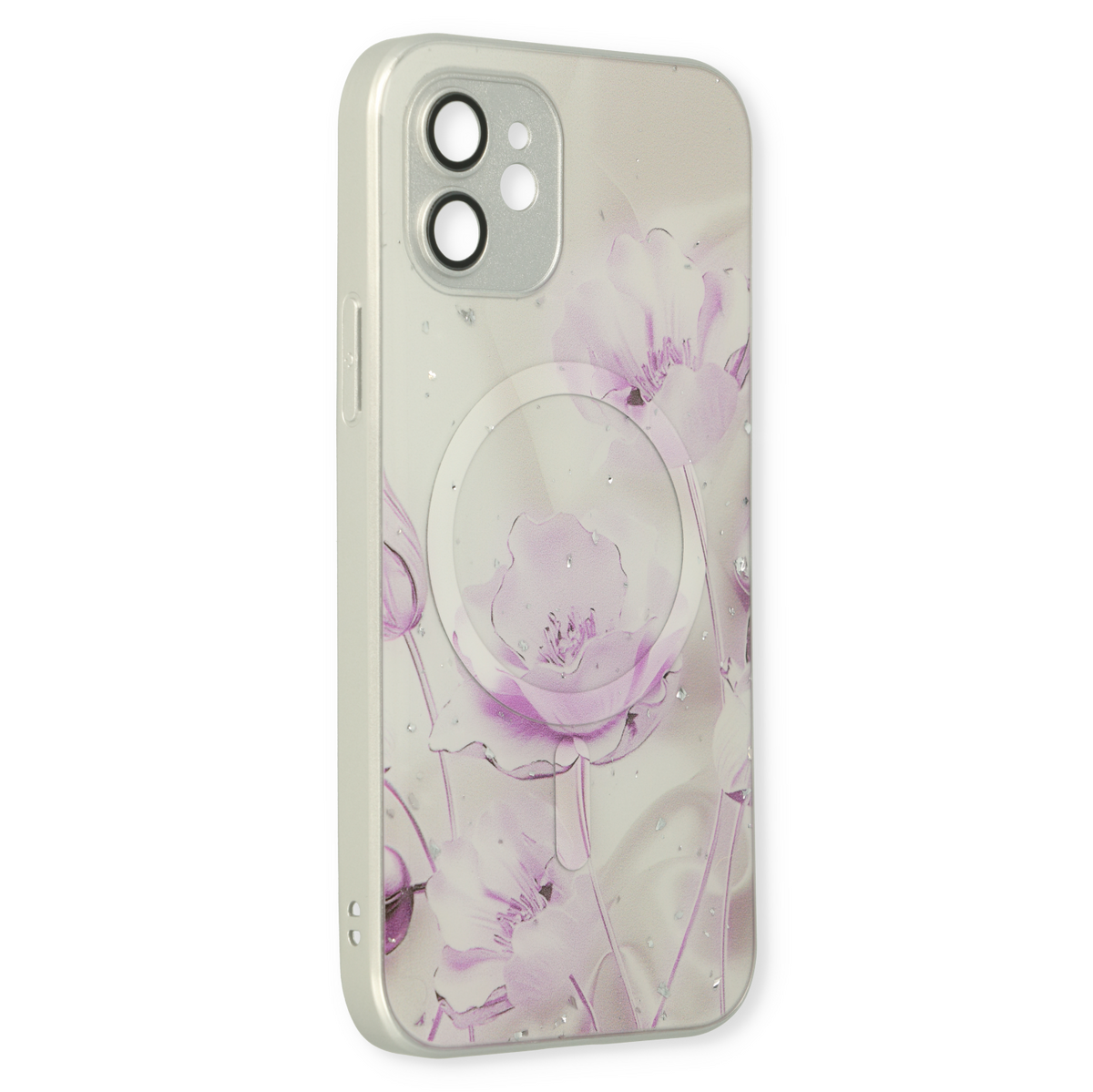 Apple iPhone 12 Hoesje - Paars - Siliconen Marmer MagSafe Back Cover