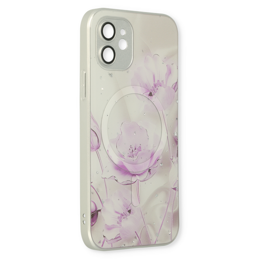 Apple iPhone 12 Case - Purple - Silicone Marble MagSafe Back Cover