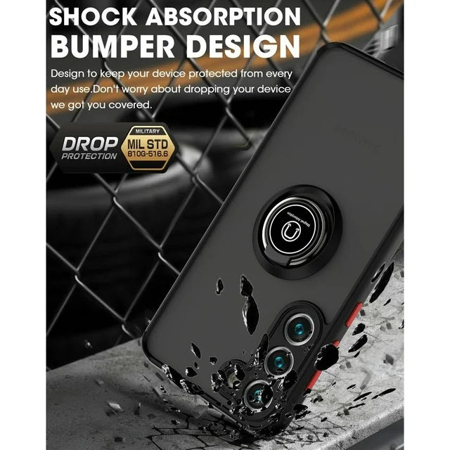 Samsung Galaxy S24 Hoesje - Zwart - Kickstand Ring Back Cover
