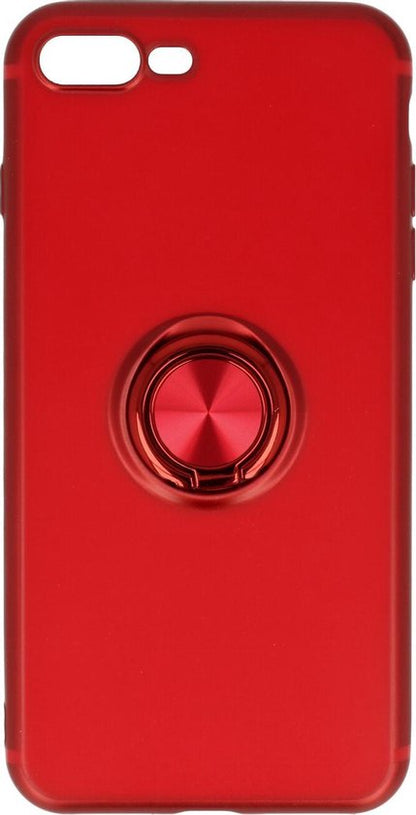 Apple iPhone 7 Plus Case - Red - Silicone Ring Kickstand Back Cover