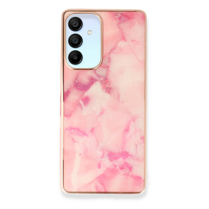 Samsung Galaxy A15 Hoesje - Roze - Siliconen Marmer Back Cover