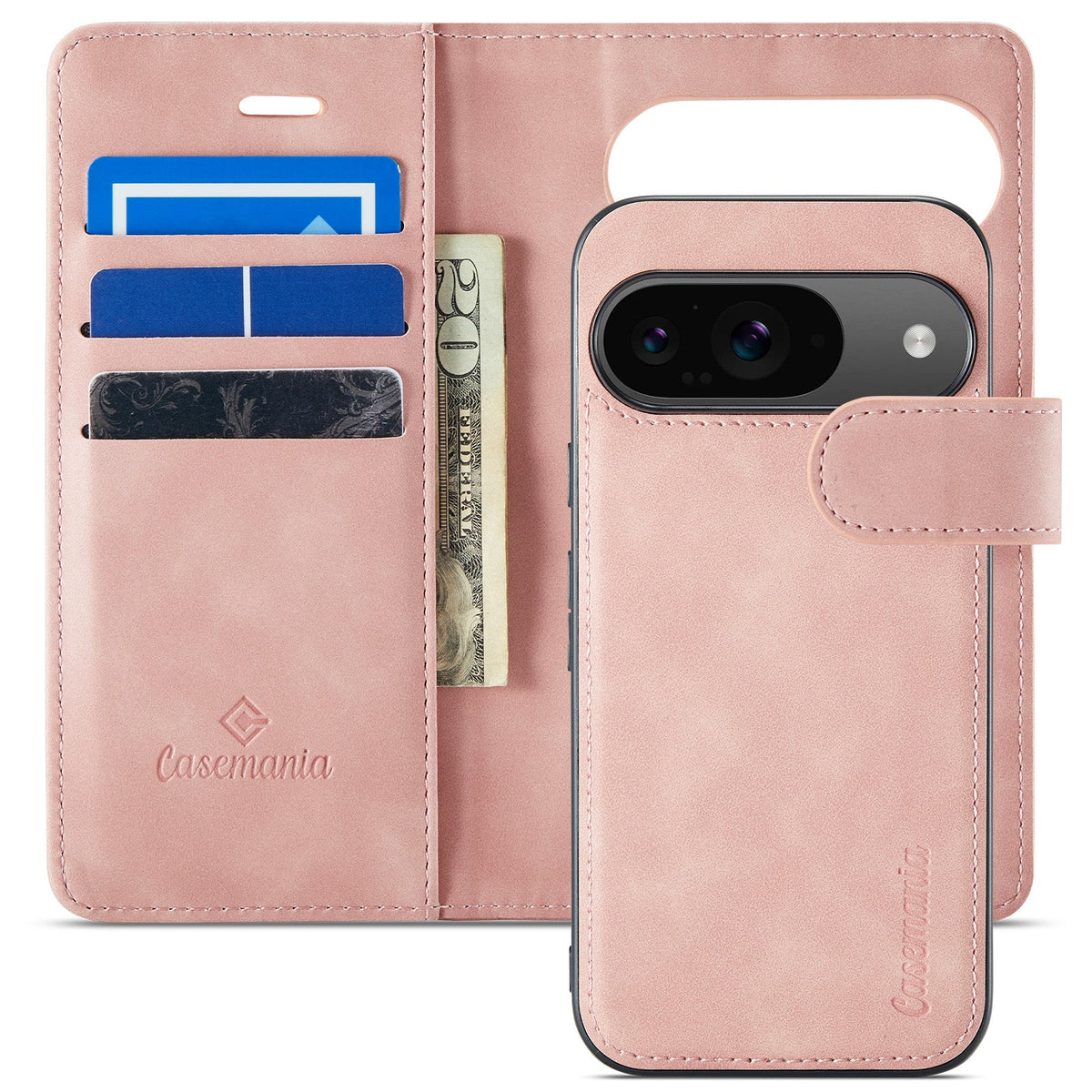 Étui Google Pixel 9 - Rose pâle - Étui portefeuille 2 en 1