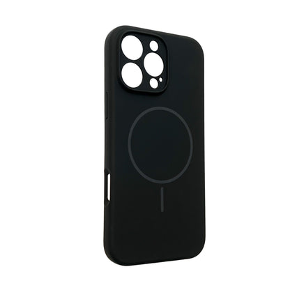 Apple iPhone 16 Pro Max Hoesje - Zwart - Extra Sterke Liquid Siliconen MagSafe Back Cover met Magneetring