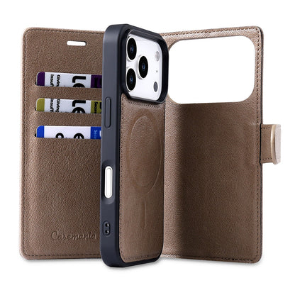 Apple iPhone 17 Pro Max Case - Mocha Brown - 2-in-1 Faux Leather Wallet Case