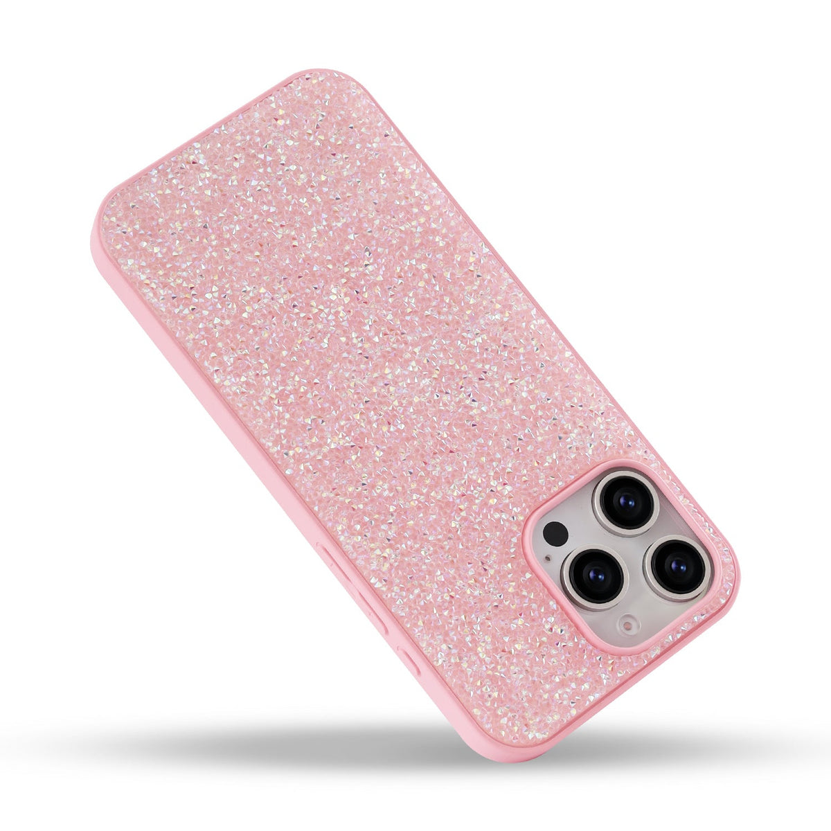 Apple iPhone 16 Pro Max Hoesje - Roze - Diamant Glitter Back Cover